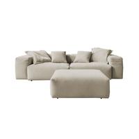 SOFA CELESTE Cremeweiß Cord - Creme/Schwarz, Kunststoff/Textil (302/72/114cm) - KAWOLA