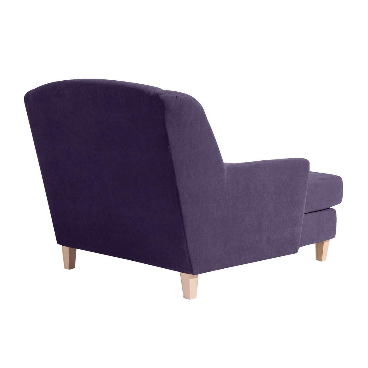 SESSEL XXL Karil Bezug Veloursstoff Buche natur / violett - Lila, Kunststoff (136/107/142cm) - 58aufmkessel
