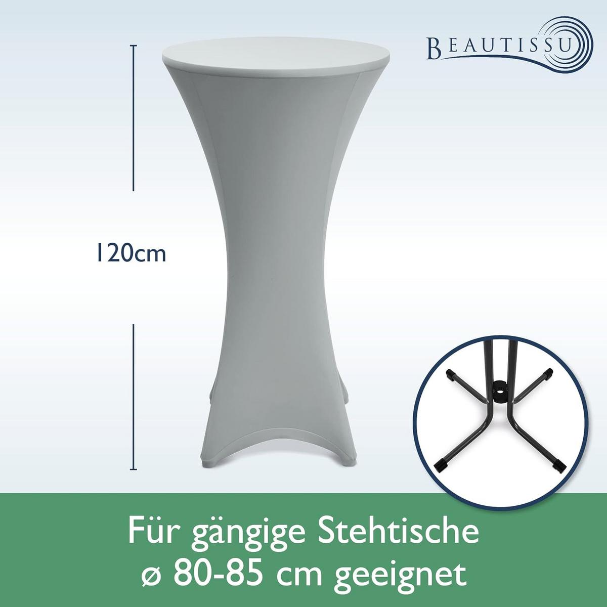 STEHTISCHHUSSE Stella Ø 70cm Silber (2tlg) - Silberfarben, Textil (70/120cm) - Beautissu 