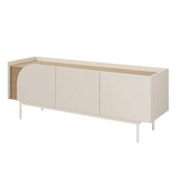 LOWBOARD Camel mit 3 Türen und geriffeltem Detail, 147 cm, Frühlingseiche + Macadamia - Eichefarben/Beige, Holzwerkstoff/Metall (142/54/42cm) - Beautysofa