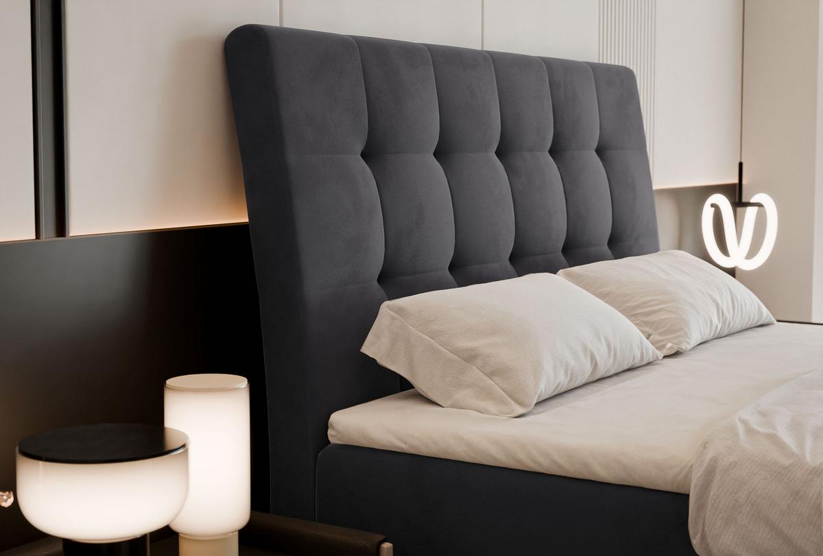 BOXBETT 160x200 cm mit Topper - Anthrazit, Textil (160/200cm) - Idohome
