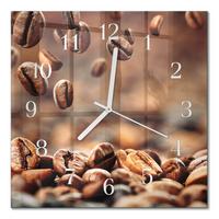 WANDUHR aus Glas 30x30 cm - Kaffeebohnen - Braun, Glas (30/30/0.4cm) - TULUP