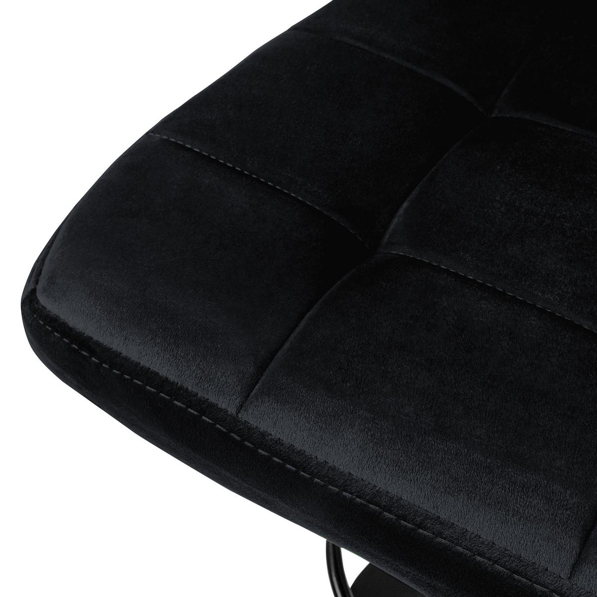 BARHOCKER 2er Set Schwarz aus Samt höhenverstellbar/drehbar - Schwarz, Textil/Metall (50/112/45cm) - ML-DESIGN