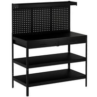 WERKBANK Stahl MDF Schwarz - Schwarz, Metall (61/156/122cm) - HOMCOM