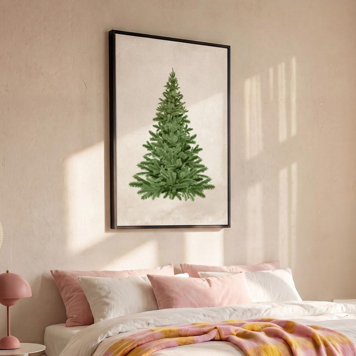 LEINWAND Bilder mit Rahmen - Weihnachtsbaum - Grün - Weihnachten - Feiertage - 100x150 - Olivgrün, Textil (100/150cm) - MuchoWow