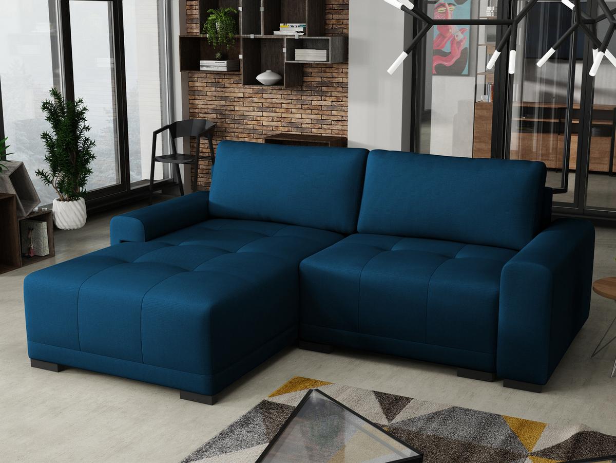ECKSOFA Milton - Schwarz/Dunkelblau, Holz/Textil (237/180cm) - MIRJAN24
