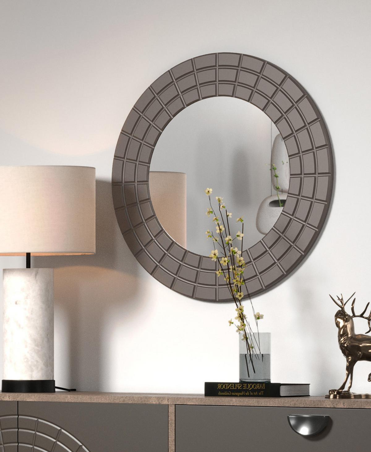 SPIEGEL in Bronze rund Ø 67 cm, Wandspiegel in moodernem Design - Bronzefarben, Glas/Holzwerkstoff (67/67/2cm) - Top.Furn