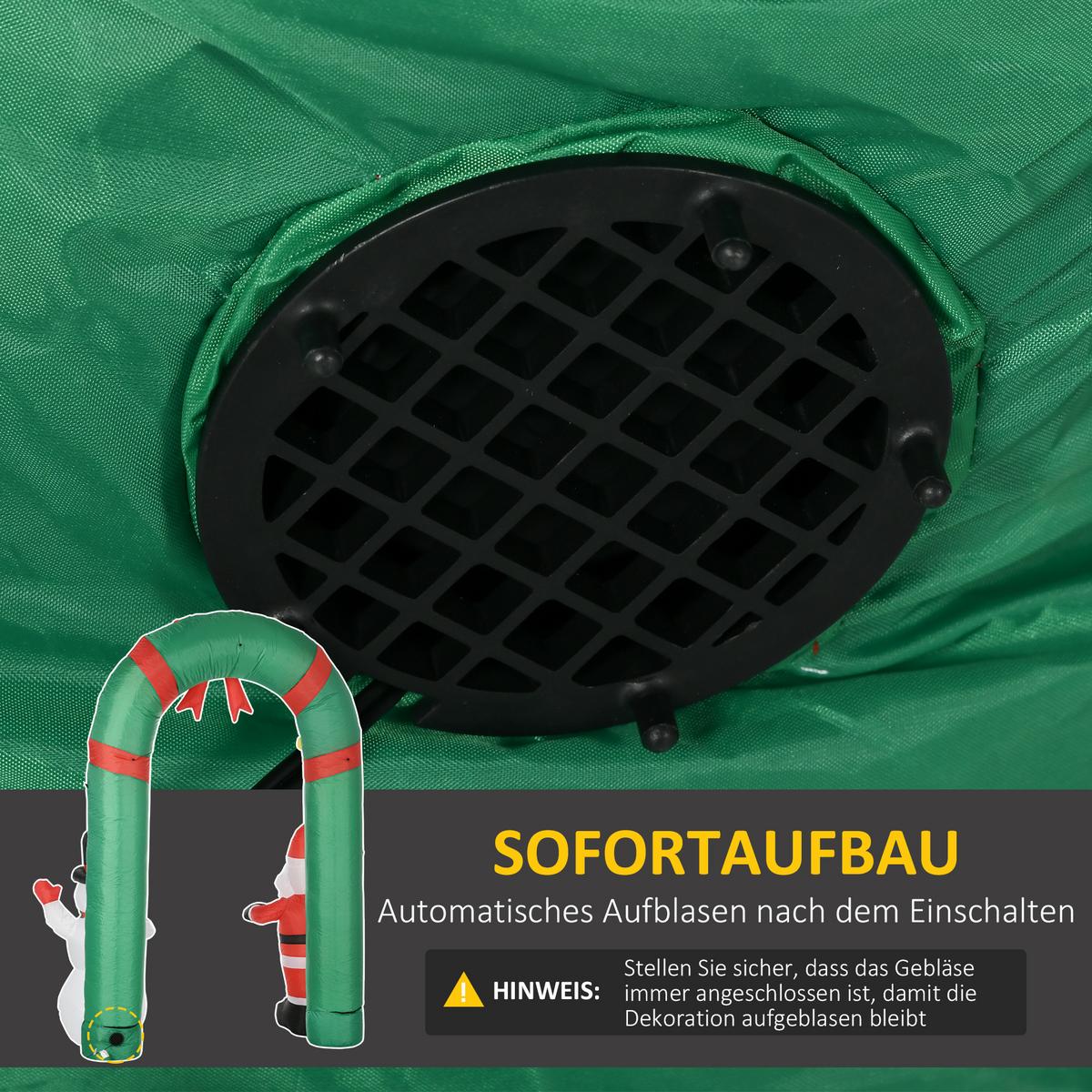 WEIHNACHTSDEKO 2,45 m Torbogen mit Weihnachtsmann und Schneemann aufblasbar LEDs - Multicolor, Kunststoff (80/245/198cm) - HOMCOM
