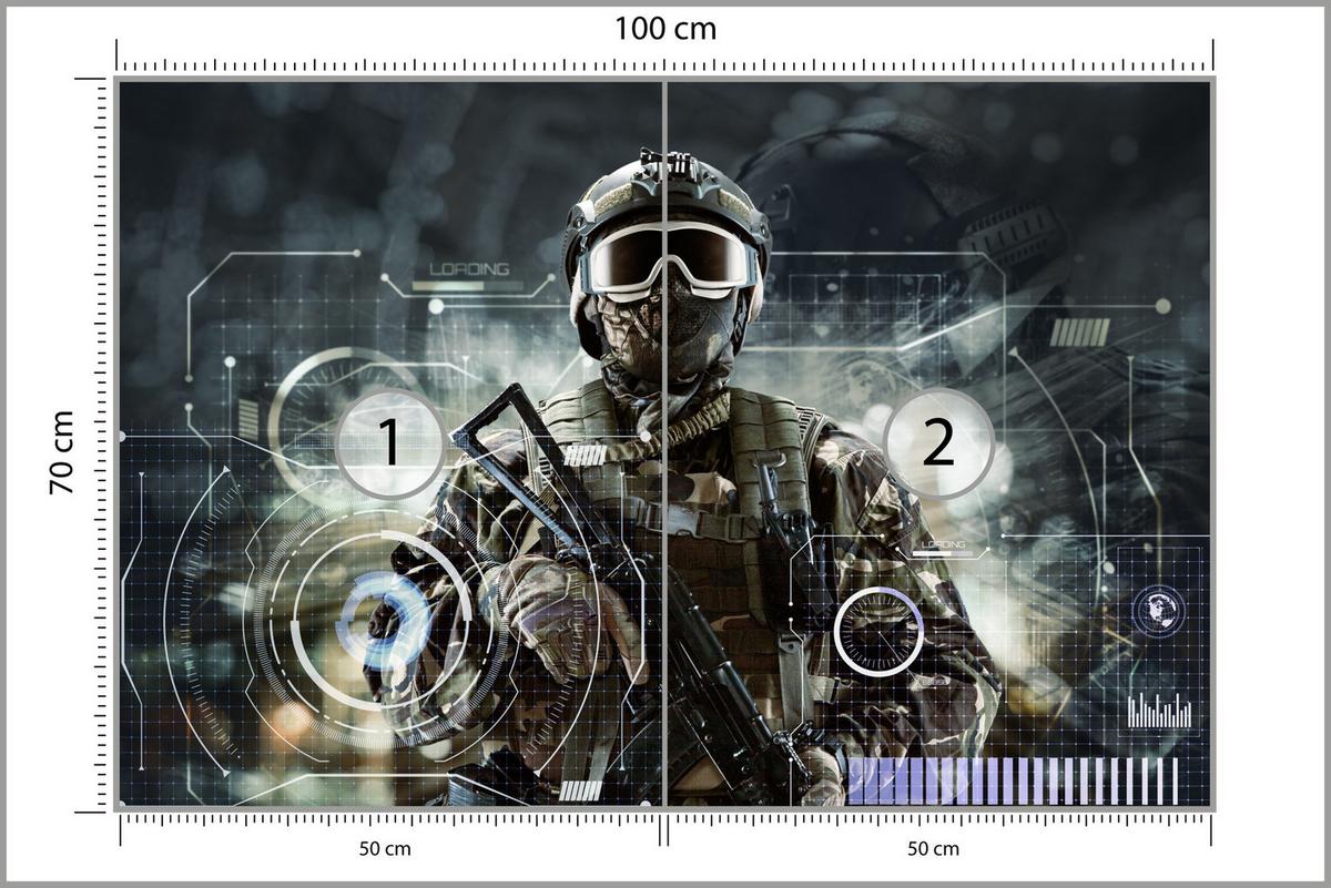 FOTOTAPETE für Jugendzimmer Futuristischer Soldat Krieger 100x70 - Braun/Grau, Papier (100/70cm) - Muralo