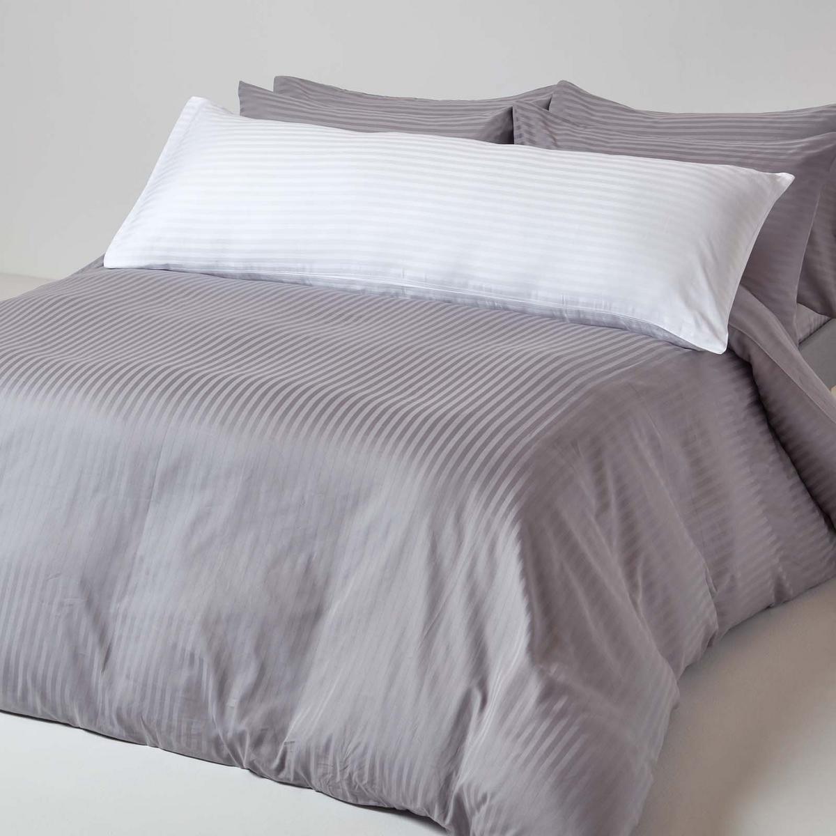 SEITENSCHLÄFERKISSENBEZUG Damast-Streifen, 48/136 cm - Weiß, Textil (50/140cm) - Homescapes