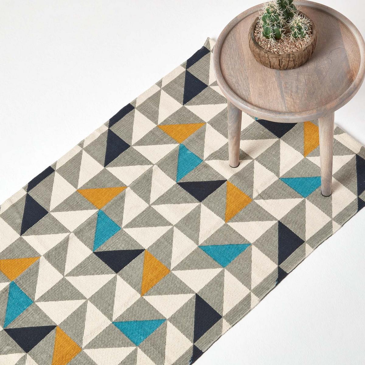 BAUMWOLLTEPPICH-LÄUFER Copenhagen geometrisch 66/200 cm - Multicolor, Textil (66/200cm) - Homescapes
