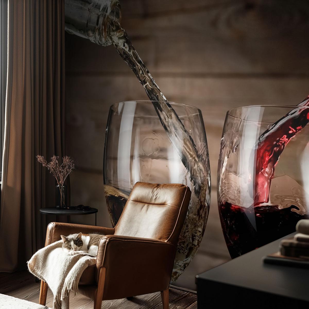 FOTOTAPETE 250x250 cm - Gläser Wein - Grau, Textil (250/250cm) - Wallfluent