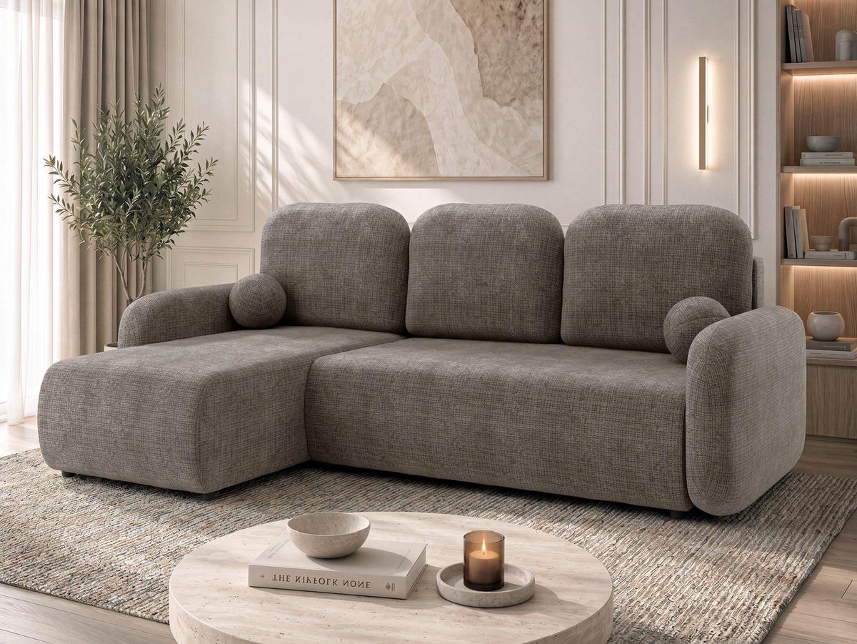 ECKSCHLAFSOFA Gizefa - Dunkelbraun/Schwarz, Holz/Kunststoff (233/147cm) - MIRJAN24