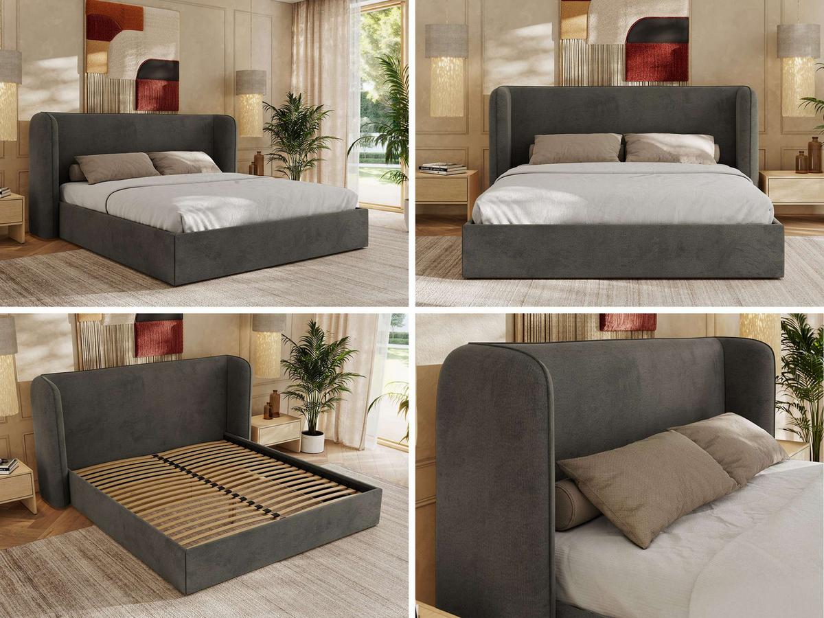 POLSTERBETT EMORA CLASSIC 140/200 - Dunkelgrau Velvet - Multipocket-Matratze - Dunkelgrau, Textil (140/200cm) - MKS