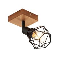 DECKENSTRAHLER Schläger 1-flammig 17/9/9 cm - Schwarz, Metall (17/9/9cm) - Nettlife