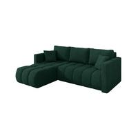 ECKSOFA mit Schlaffunktion Ottomane Links GARD-L 226x146x85 Grün Velours - Schwarz/Grün, Holzwerkstoff/Kunststoff (226/146cm) - ALTDECOR