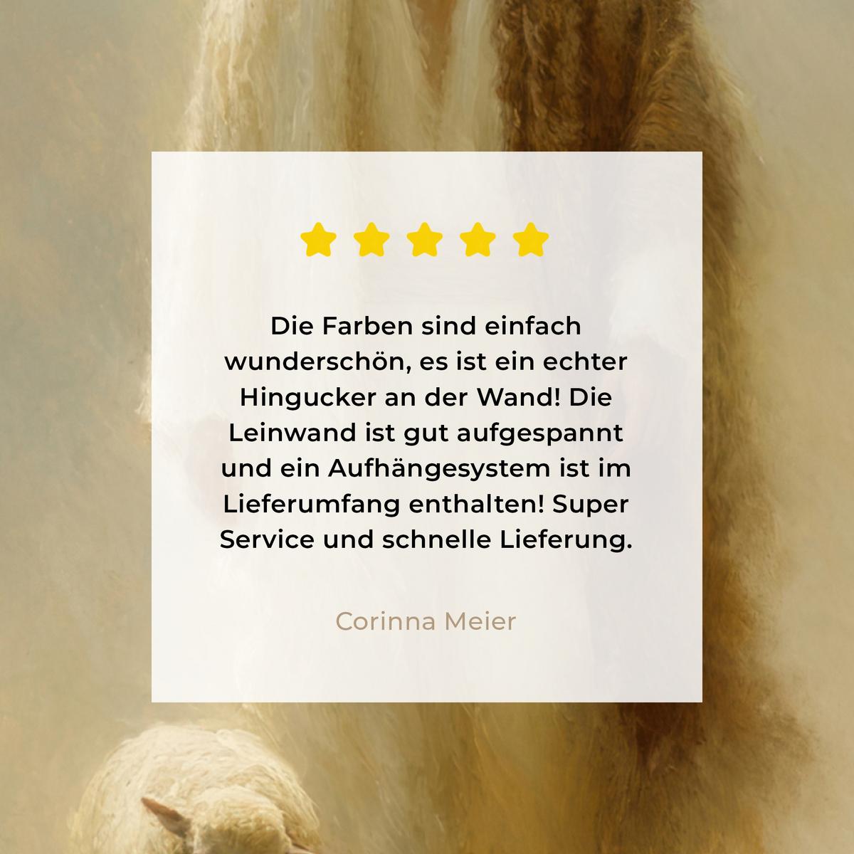 LEINWANDBILD Schaf - Jesus - Pinselstriche - Abstrakt Deko Groß 90x90 cm - Sandfarben, Textil (90/90cm) - MuchoWow