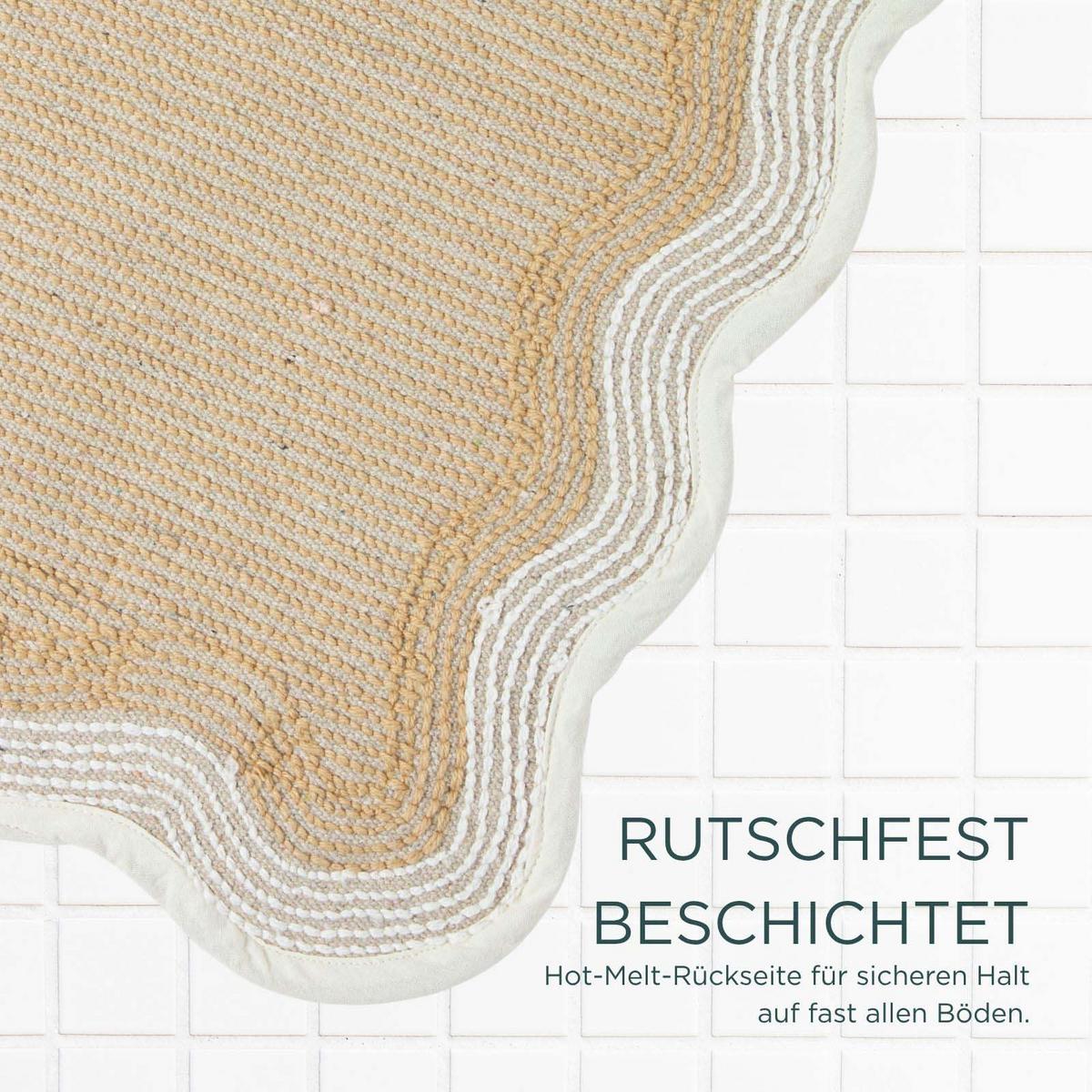 BADTEPPICH Wellenrand 50/80 cm, 100 % Baumwolle - Beige, Textil (50/80cm) - Homescapes