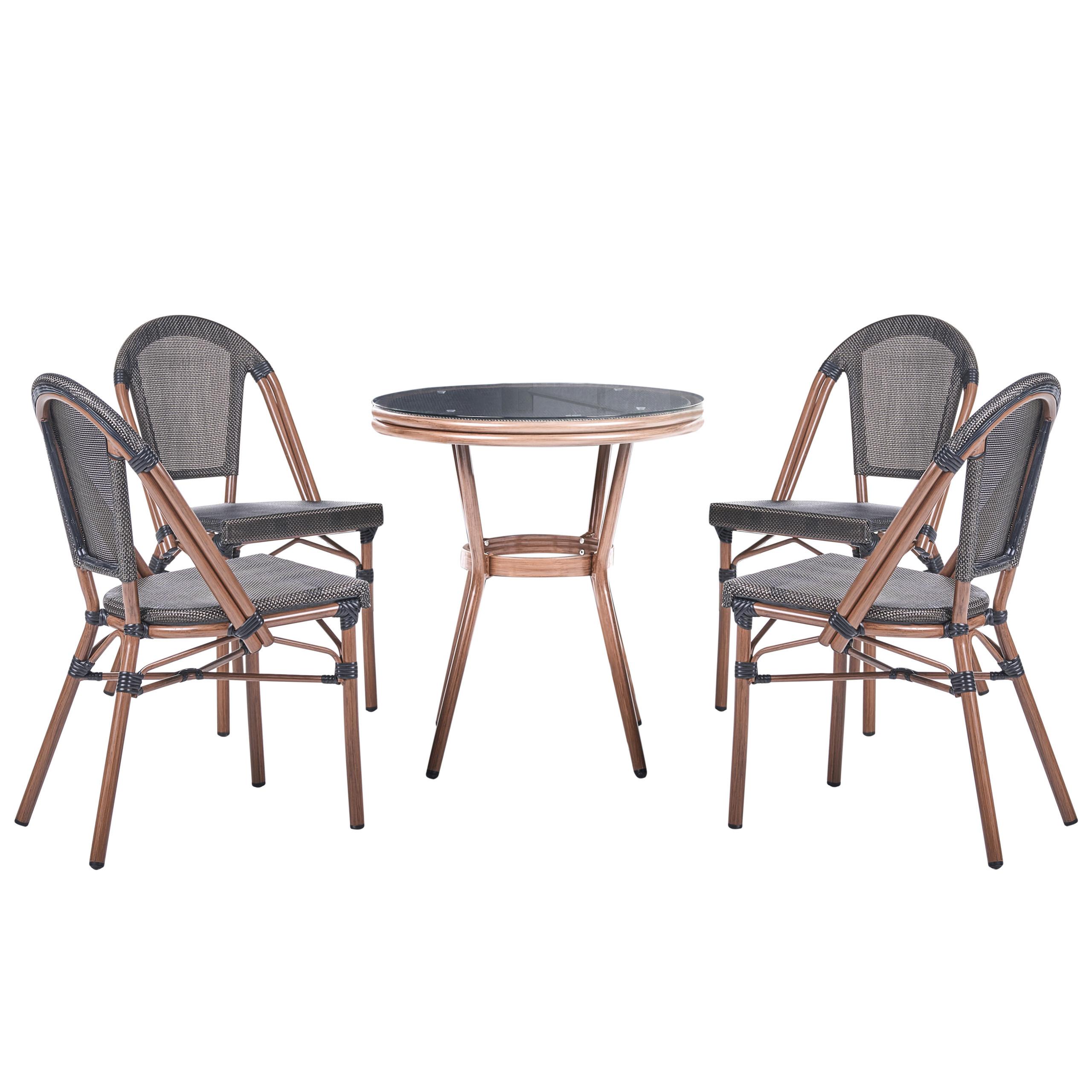 GARTENMÖBEL-SET 4-Sitzer Grau Polyrattan Rifreddo - Grau, Kunststoff - Beliani