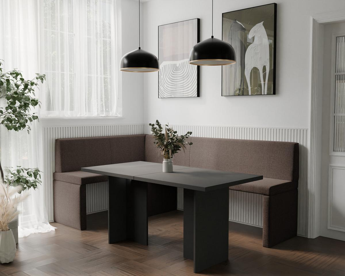 ECKBANK links OWEN Webstoff, 142/196 cm Braun - Braun, Holz/Textil (142/196cm) - Idohome