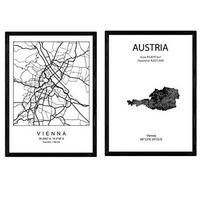 POSTER Set Mit 2 Österreich Und Wien Stadtplan A3 Rahmenlos - Klar, Papier (29.7/5/42cm) - Nacnic
