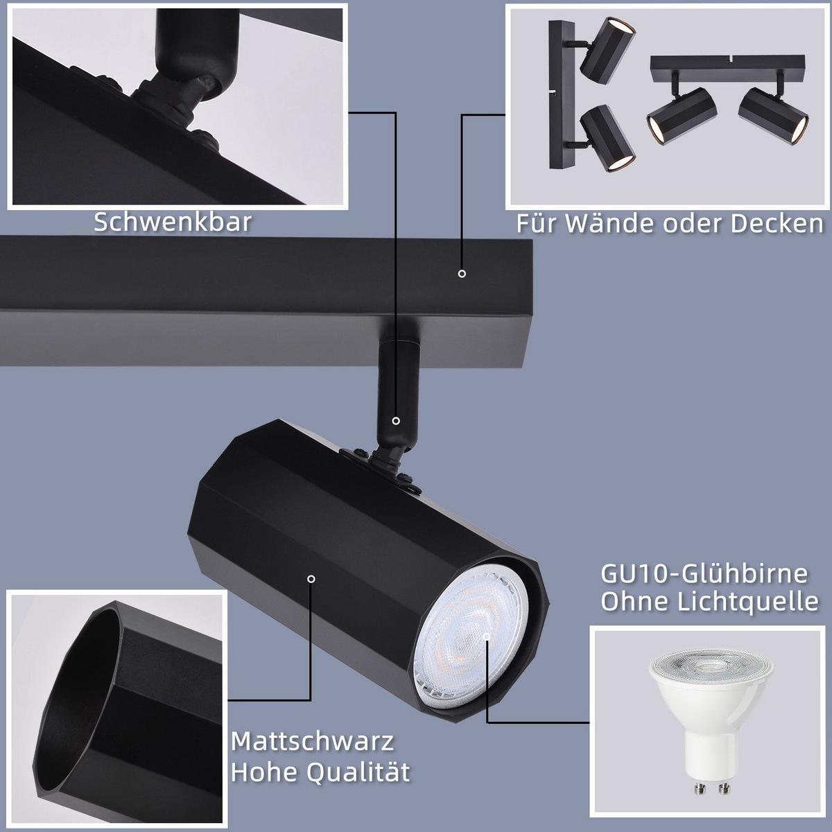 DECKENSTRAHLER Inga 2-flammig 26/11/3 cm - Schwarz, Metall (26/11/3cm) - Nettlife
