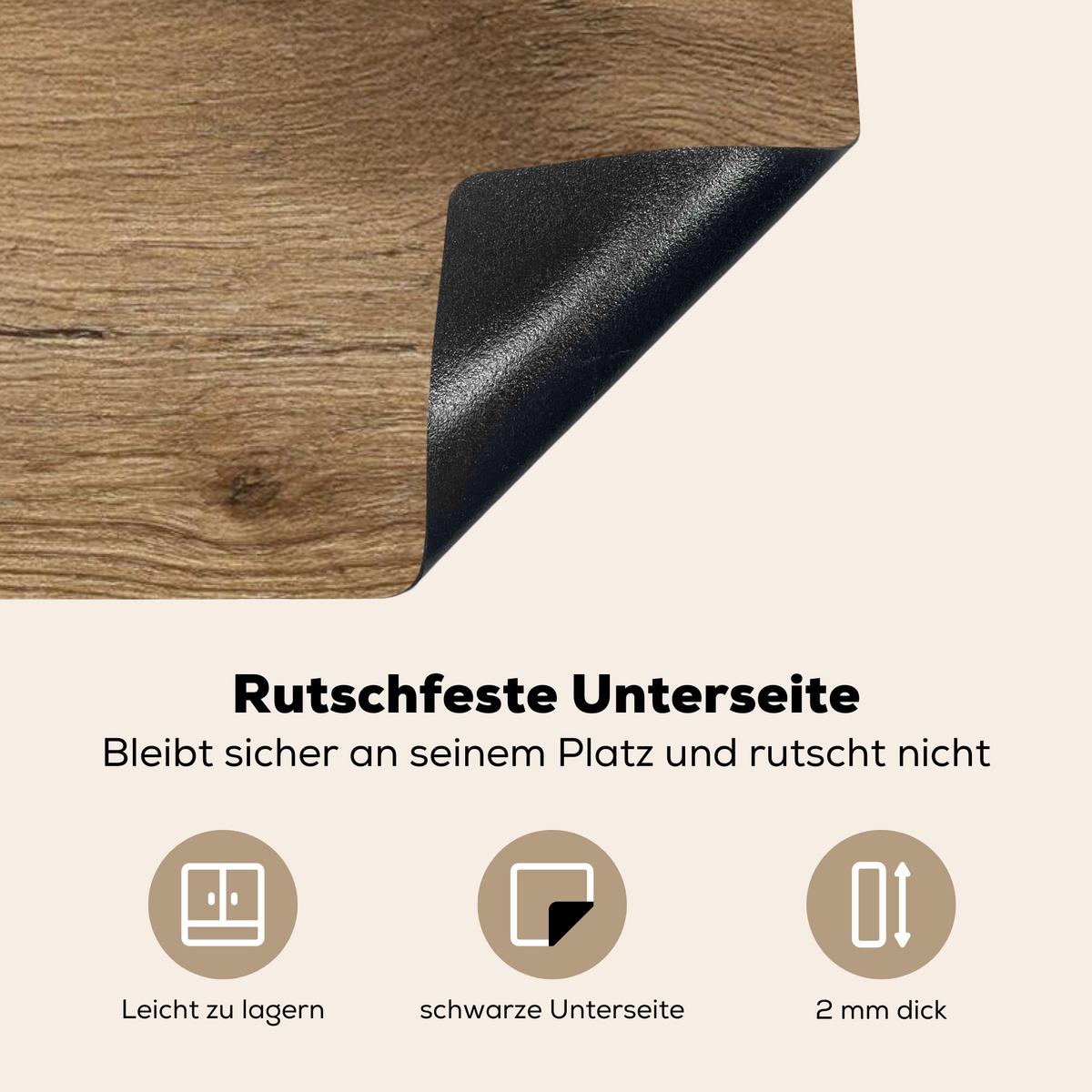 HERDABDECKPLATTE Holz - Braun - Holzoptik Induktionsschutz 81.6x52.7 cm - Eichefarben, Kunststoff (81.6/52.7/0.2cm) - MuchoWow