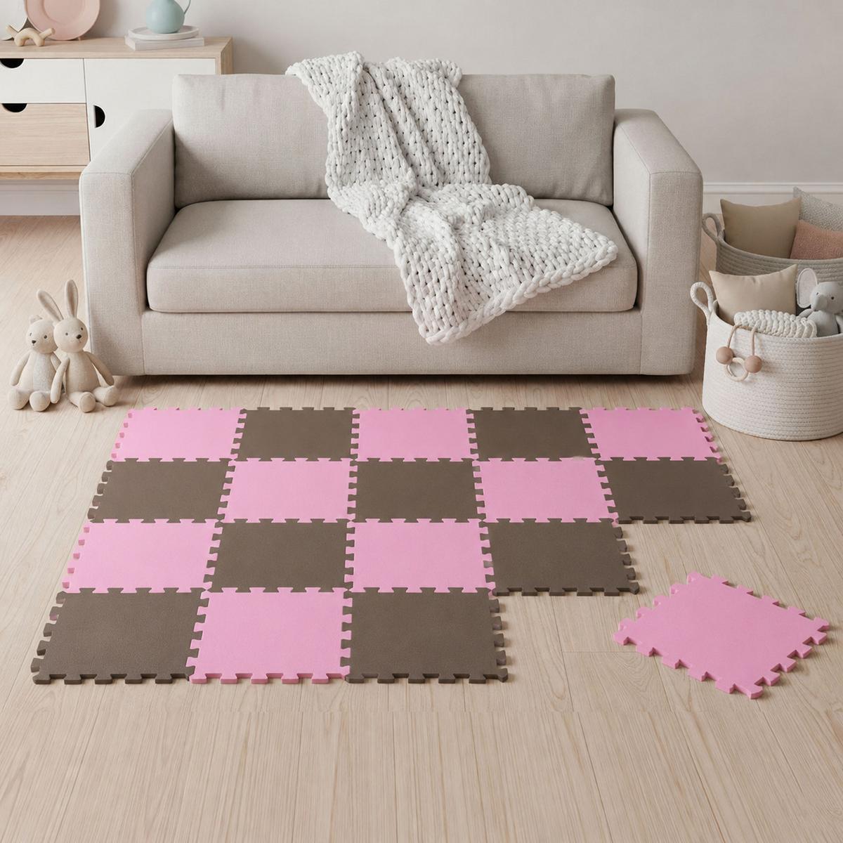 SPIELMATTE ab Null - 180/90/1 cm Puzzlematte Pink - Multicolor, Kunststoff (30/30cm) - Littletom