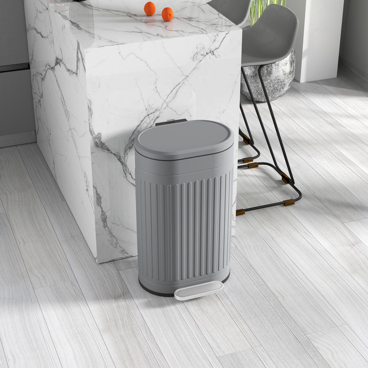 MÜLLEIMER 30l, Metall Kunststoff Grau - Grau, Metall (31.2/60.8/36.5cm) - HOMCOM