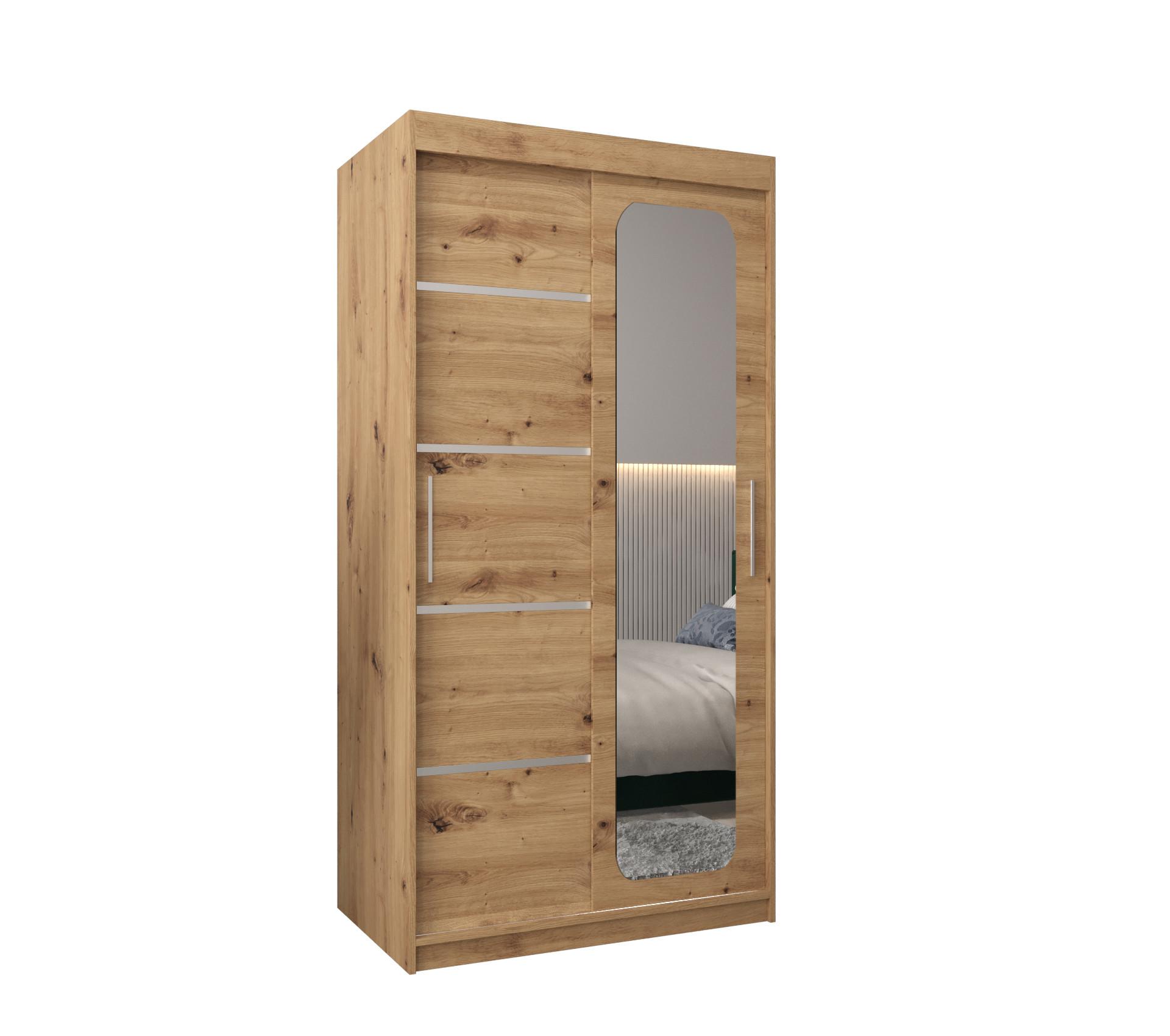 SCHWEBETÜRENSCHRANK 200/100/62 2-türig - Silberfarben/Eiche Artisan, Holz/Kunststoff (100/200/62cm) - MÖBEL KRYSPOL