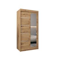 SCHWEBETÜRENSCHRANK 200/100/62 2-türig - Silberfarben/Eiche Artisan, Holz/Kunststoff (100/200/62cm) - MÖBEL KRYSPOL