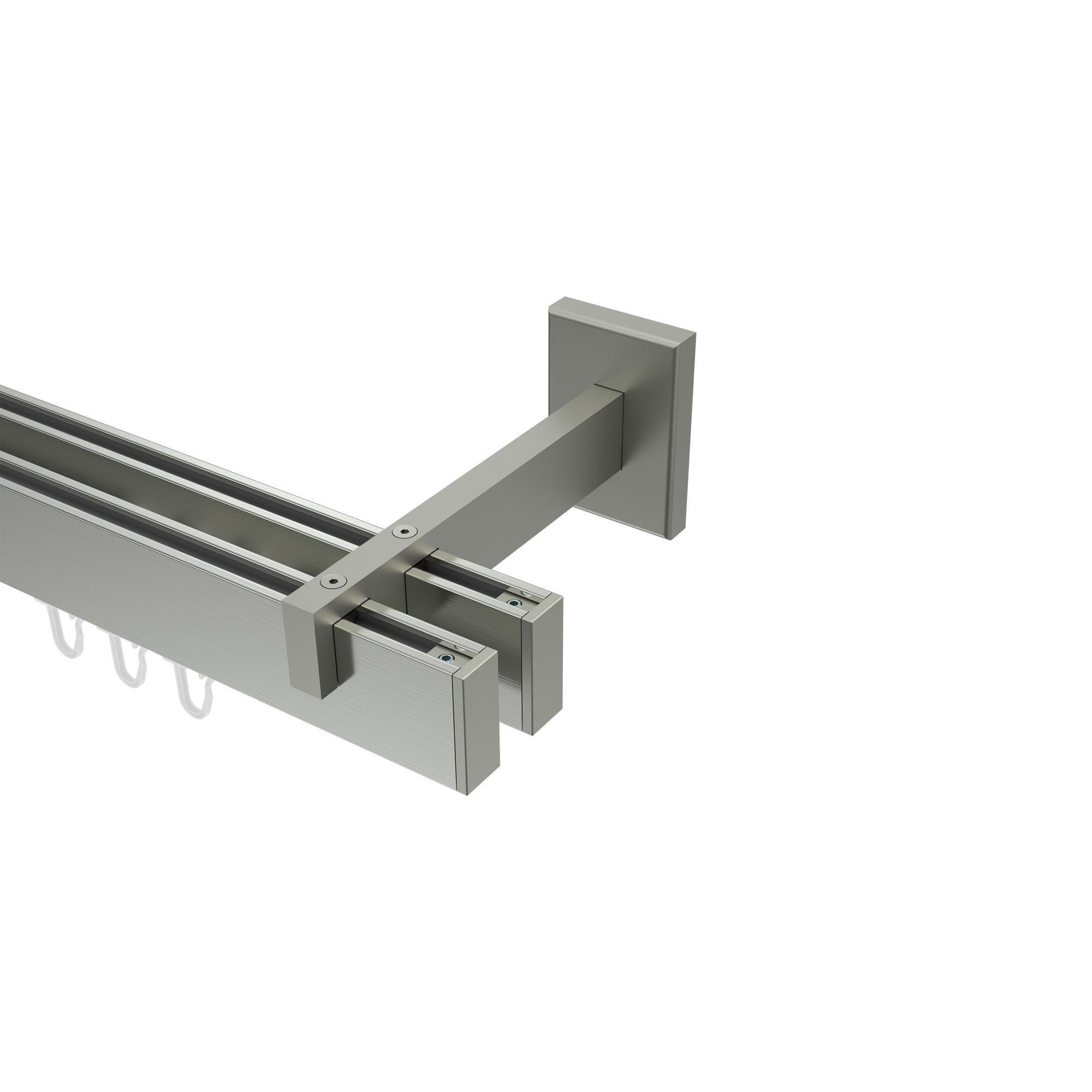 GARDINENSTANGE INNENLAUF Smartline Paxo 600 cm (geteilt in 3 x 200 cm), 2-läufig, 14x35 mm Edelstahl-Optik - Edelstahlfarben, Metall (600cm) - INTERDECO