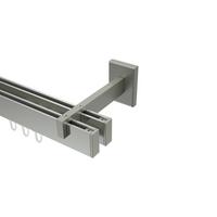 GARDINENSTANGE INNENLAUF Smartline Paxo 600 cm (geteilt in 3 x 200 cm), 2-läufig, 14x35 mm Edelstahl-Optik - Edelstahlfarben, Metall (600cm) - INTERDECO