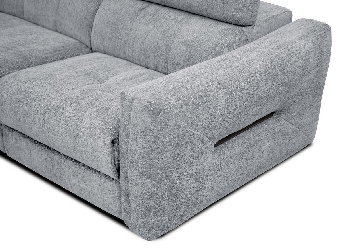 SOFA CALVERA 3-Sitzer mit 1 Relaxfunktion, hellgrau - Hellgrau, Holzwerkstoff/Textil (204/79/106cm) - Wozimo