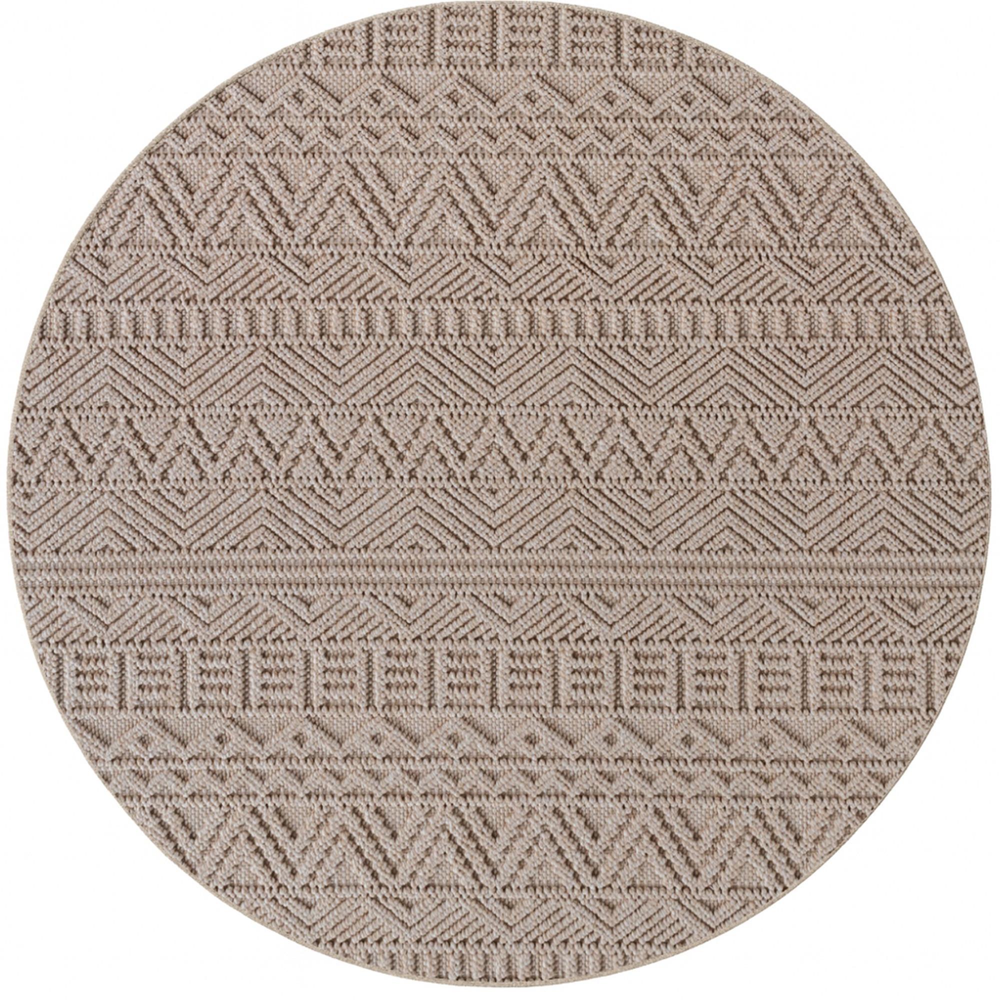 TEPPICH Flachgewebe LANGAU in Beige, mit Ethno-Streifen, Ø 200 cm - Beige, Textil (200/200cm) - KADIMA DESIGN