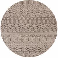 TEPPICH Flachgewebe LANGAU in Beige, mit Ethno-Streifen, Ø 120 cm - Beige, Textil (120/120cm) - KADIMA DESIGN