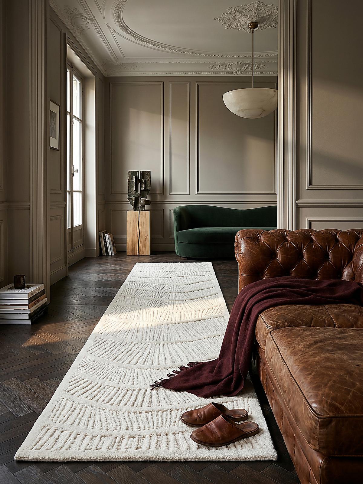 WOLLTEPPICH CARVE, abstrakt, Weiß, 80 x 230 cm - Beige, Textil (80/230cm) - KADIMA DESIGN