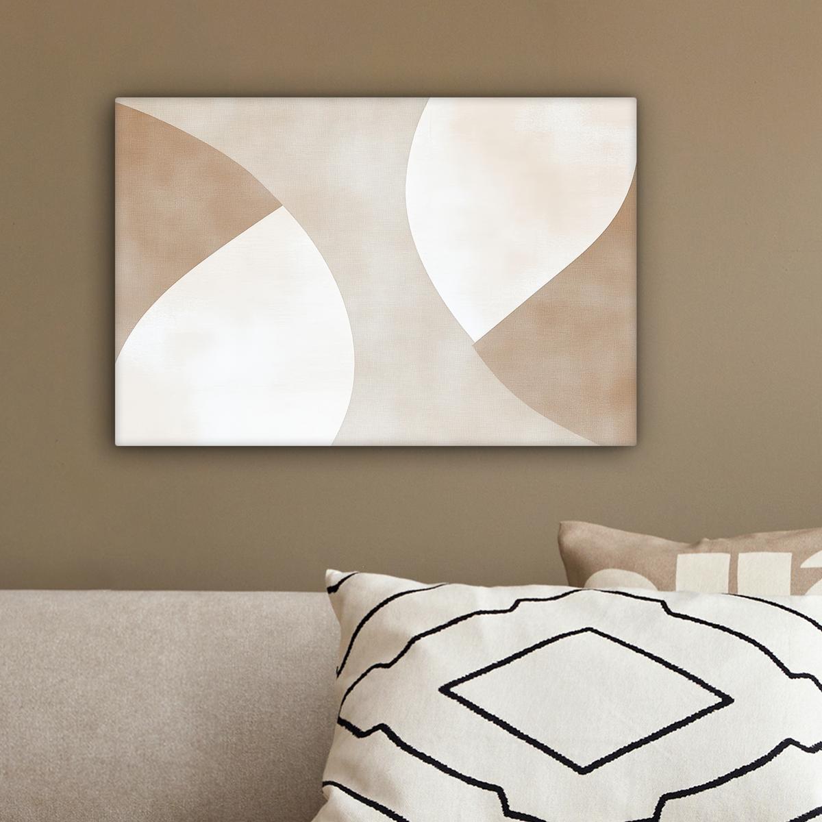 LEINWANDBILD Braun - Japandi - Abstrakt Deko Schlafzimmer 30x20 cm - Sandfarben, Textil (30/20cm) - MuchoWow