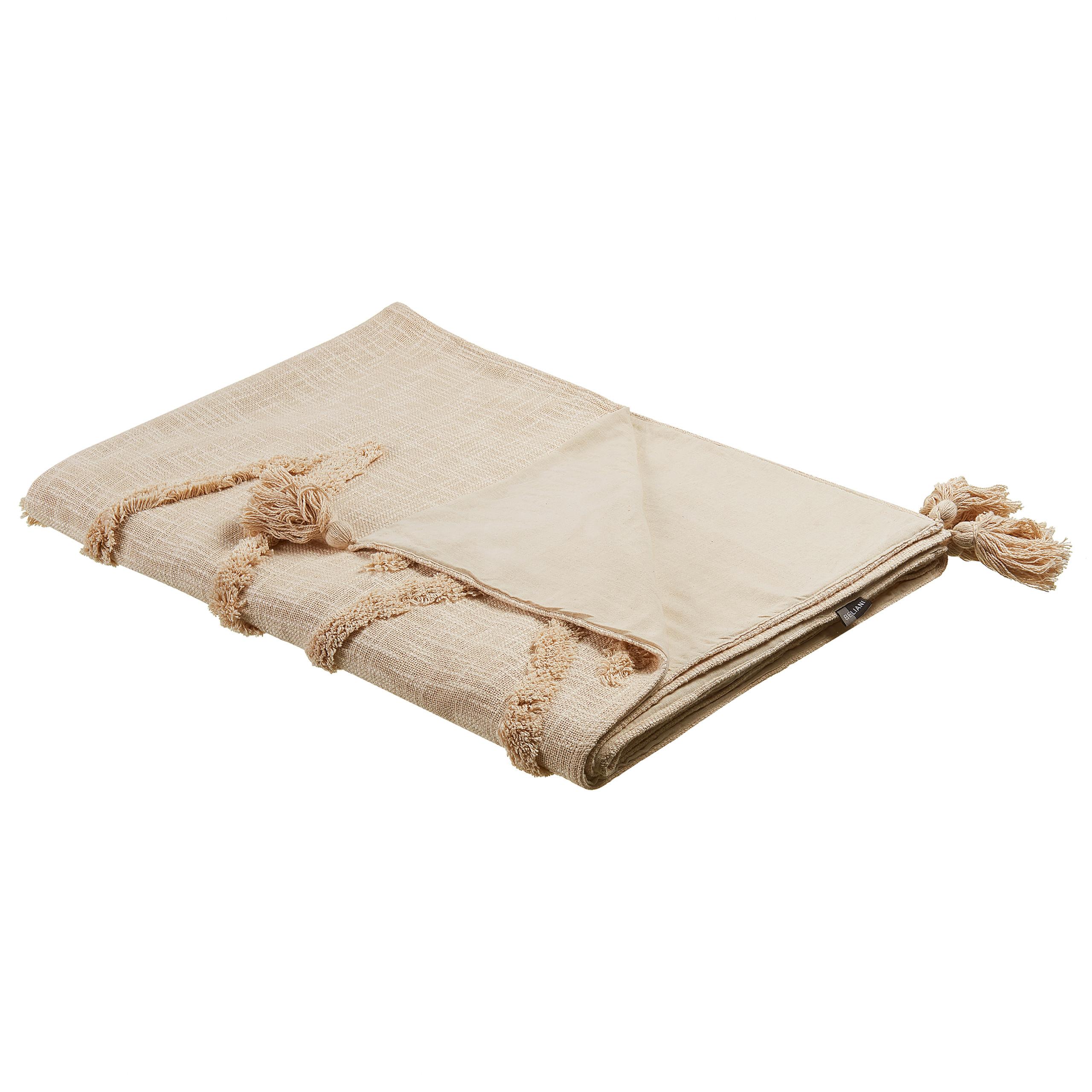 DECKE Beige Morbi 130/180 cm - Beige, Naturmaterialien/Textil (130/180cm) - Beliani