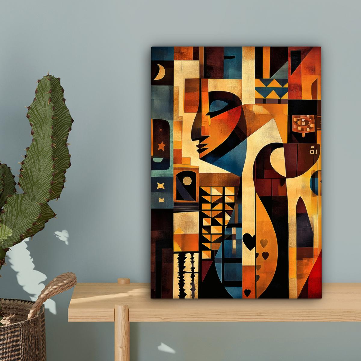 LEINWANDBILD Figuren - Abstrakt - Symbole Deko Wohnzimmer 20x30 cm - Terracotta, Textil (20/30cm) - MuchoWow