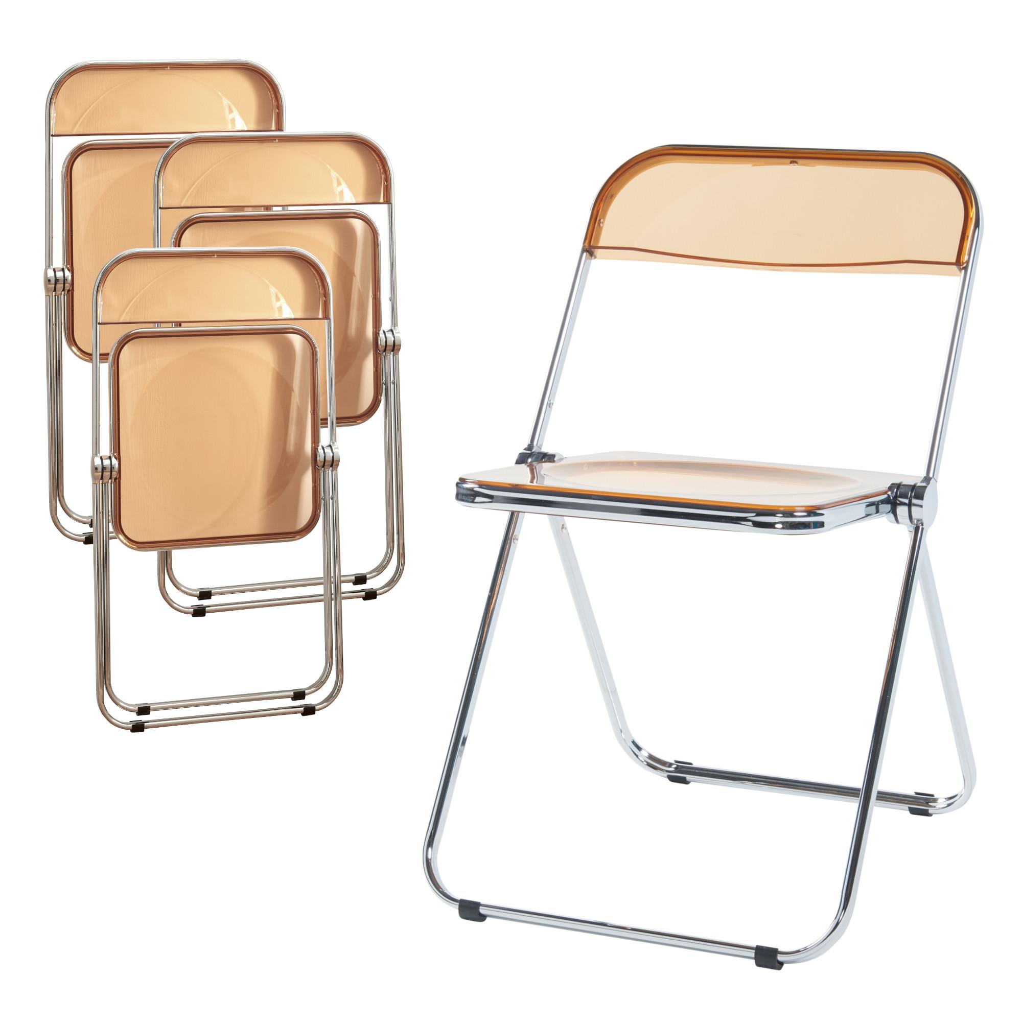 KLAPPSTUHL-SET Pornainen 4 TLG. - Orange, Kunststoff/Metall (46/74/47cm) - [en.casa]