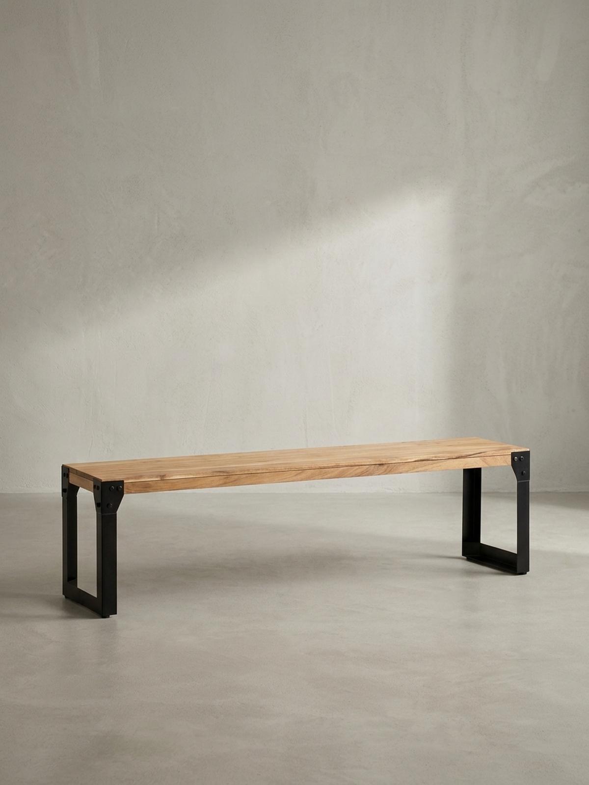 ESSZIMMERBANK Massivholz Metall ohne Lehne, Akazie 120x40x45 cm - Schwarz/Braun, Holz/Metall (120/45/40cm) - KADIMA DESIGN