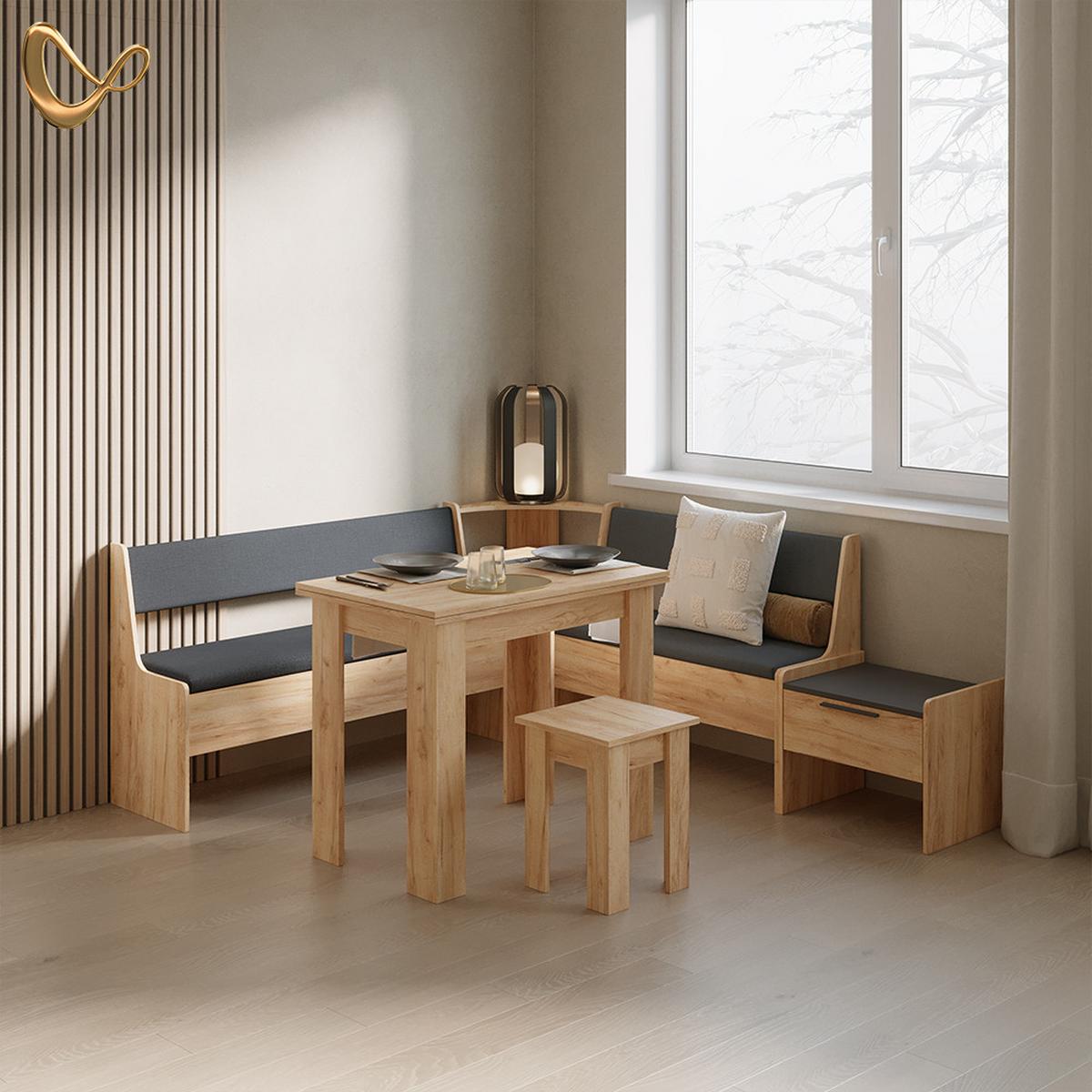 ESSZIMMERBANK Tiberio Sandeiche 53.5 x 41.1 cm mit 1 Schublade - Sonoma Eiche, Holzwerkstoff (53.5/45.5/41.1cm) - Livinity®