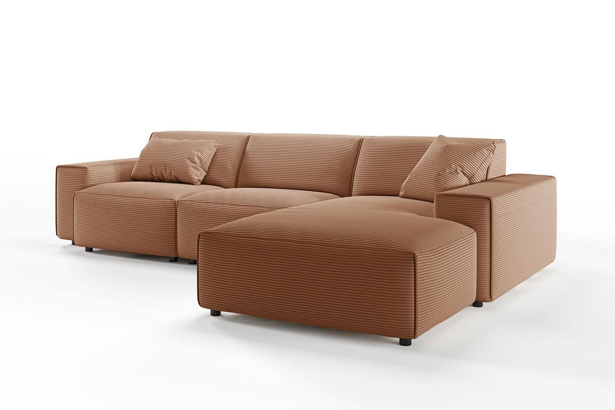 ECKSOFA RANI Braun Cord - Schwarz/Braun, Kunststoff/Textil (299/189cm) - KAWOLA