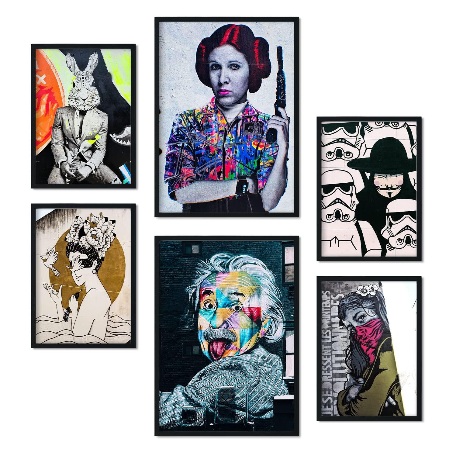 POSTER Set Mit 6 Straßenkunst A3 & A4 Rahmenlos - Klar, Papier (29/3cm) - Nacnic