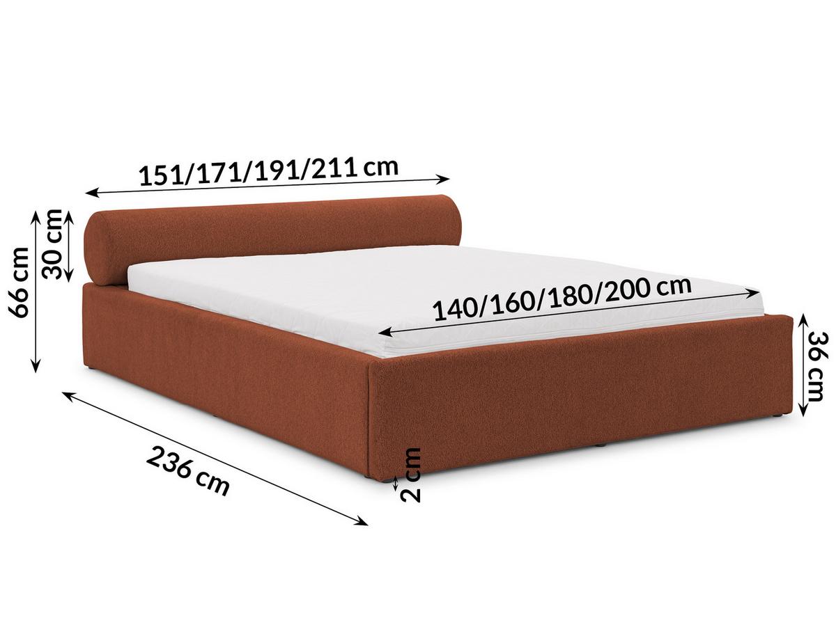 POLSTERBETT 200/200 cm Josy im Designer-Look mit Bettkasten und Lattenrost aus Terrakotta Chenille-Stoff - Terracotta/Schwarz, Holz/Kunststoff (200/200cm) - S-Style Möbel