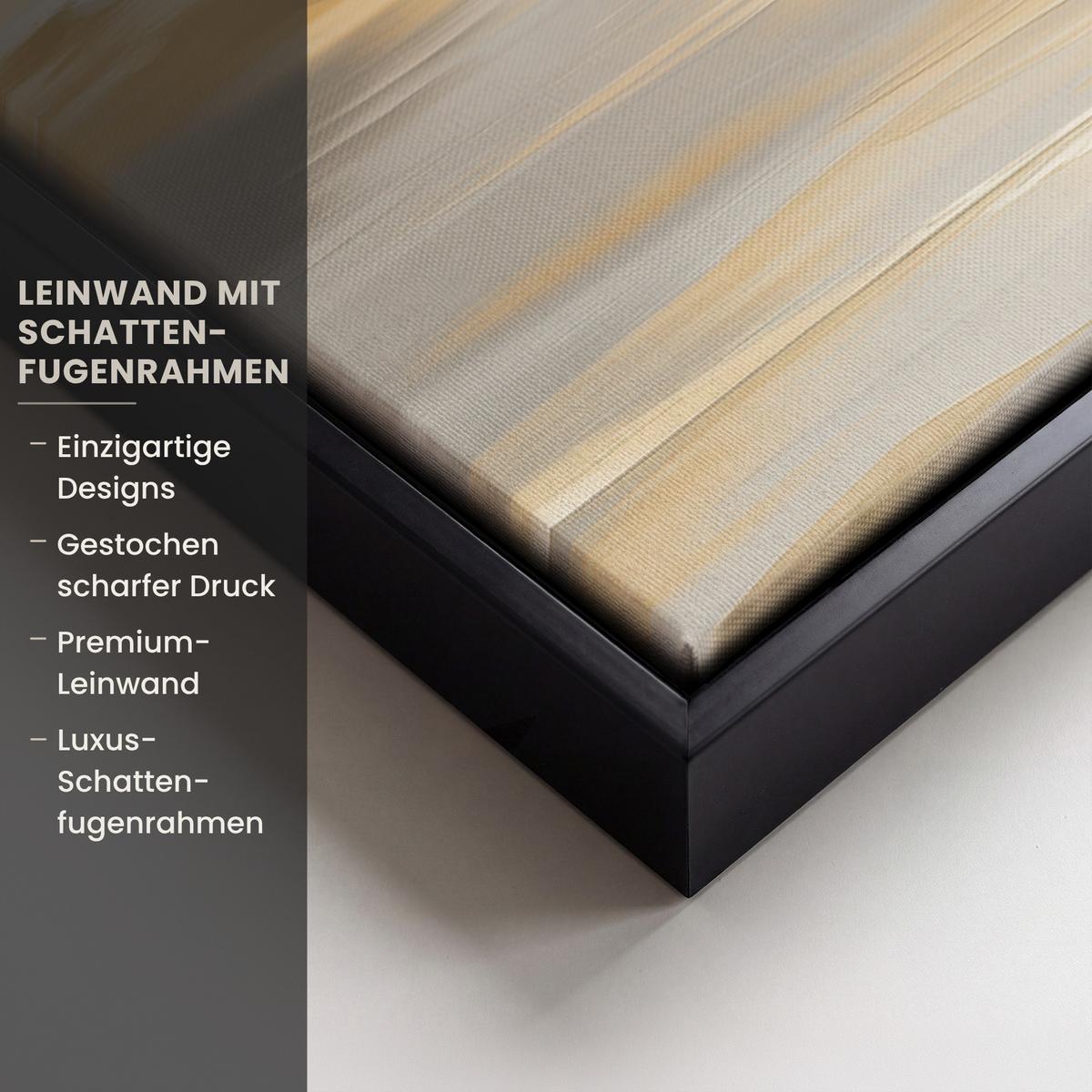 LEINWAND Bilder mit Rahmen - Gemälde - Baum - Abstrakt - Blätter - 40x60 - Beige, Textil (40/60cm) - MuchoWow