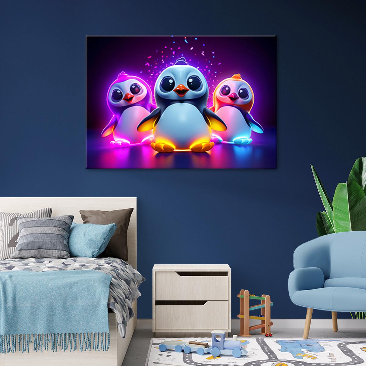 WANDBILD nenon pinguine cartoon - Multicolor, Textil (60/40cm) - Feeby