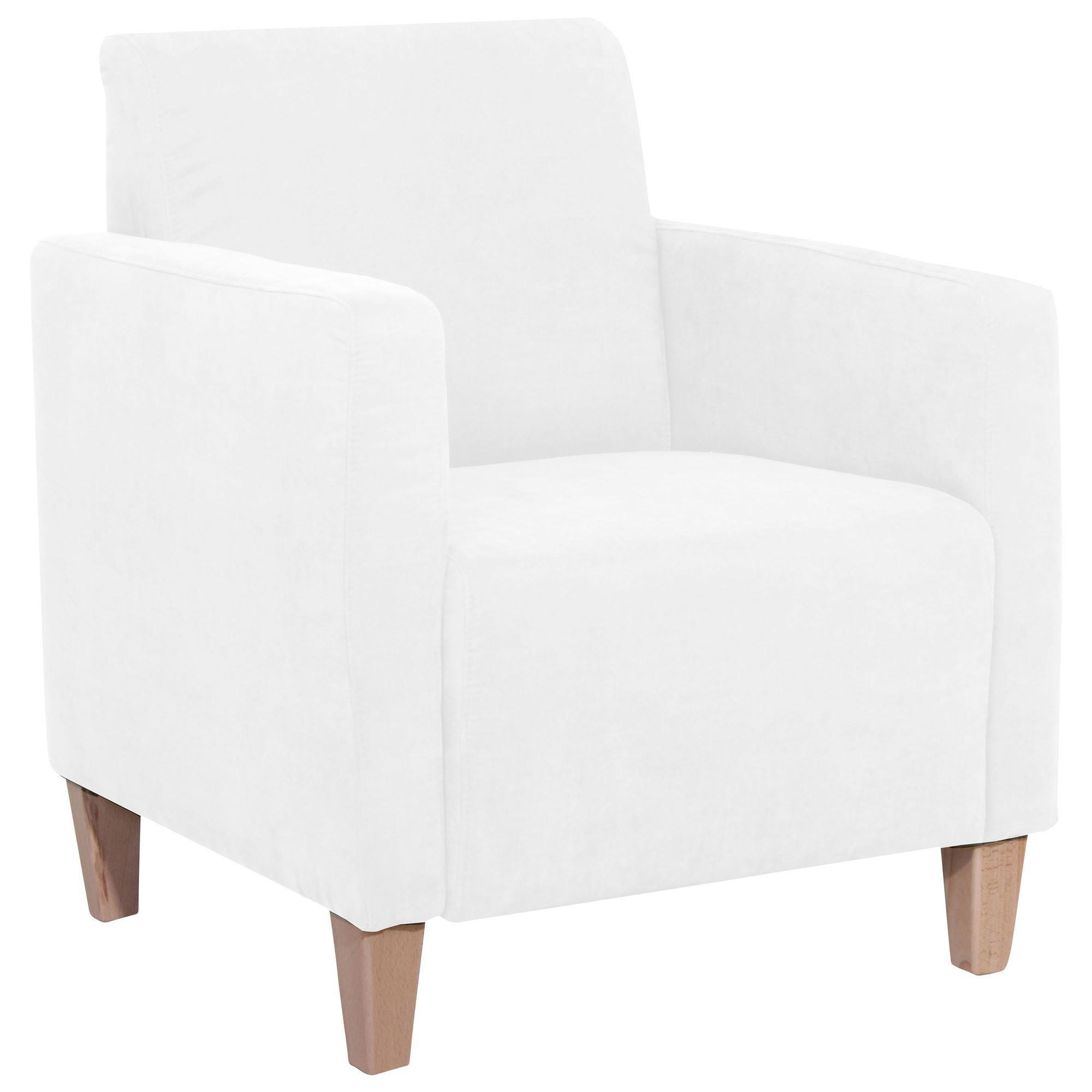 SESSEL Karol Bezug Veloursstoff Buche natur / creme - Weiß, Kunststoff (71/81/70cm) - 58aufmkessel