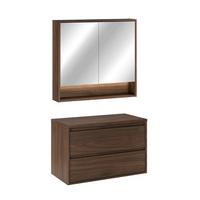 BADMÖBEL 80cm Edmé 2er-Set Dunkles Holz - Braun, Holzwerkstoff (80/52.2/46cm) - Petits-meubles